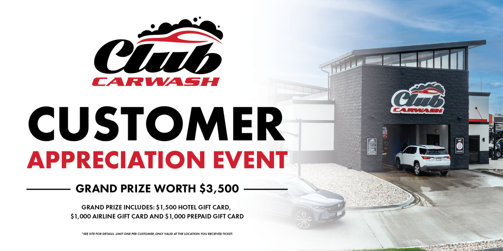 Club Car Wash to Host Customer Appreciation Events in Four Markets on September 6 With $3,500 Vacation Giveaways
